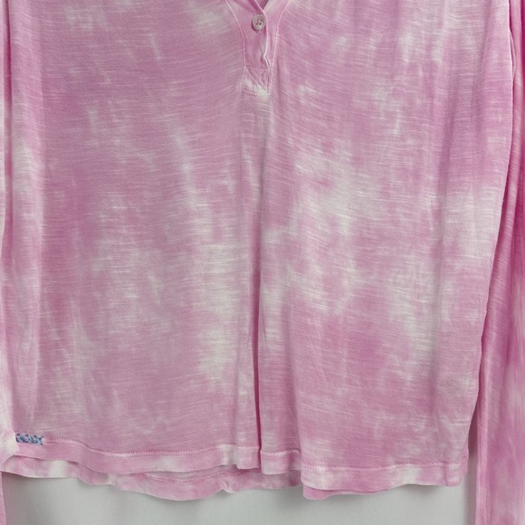 LoveShackFancy Tie Dye Sheer Lightweight Henley Top Women's Medium Pink - Picture 3 of 16